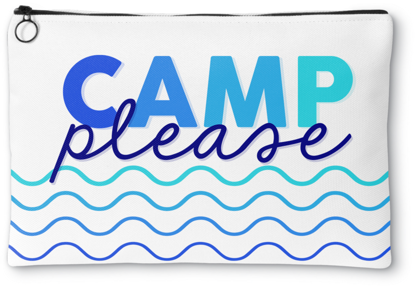 Camp Please Blue Waves Accessory Pouch - Waves Throw Pillow (1023x687), Png Download