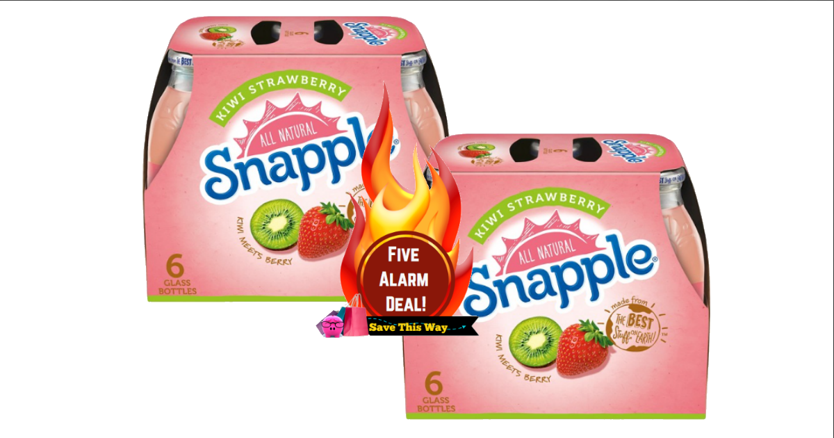 Kiwi Strawberry Snapple 6 Pks $1 - Snapple Kiwi Strawberry, 16 Fl Oz Glass Bottles, 6 (1200x630), Png Download