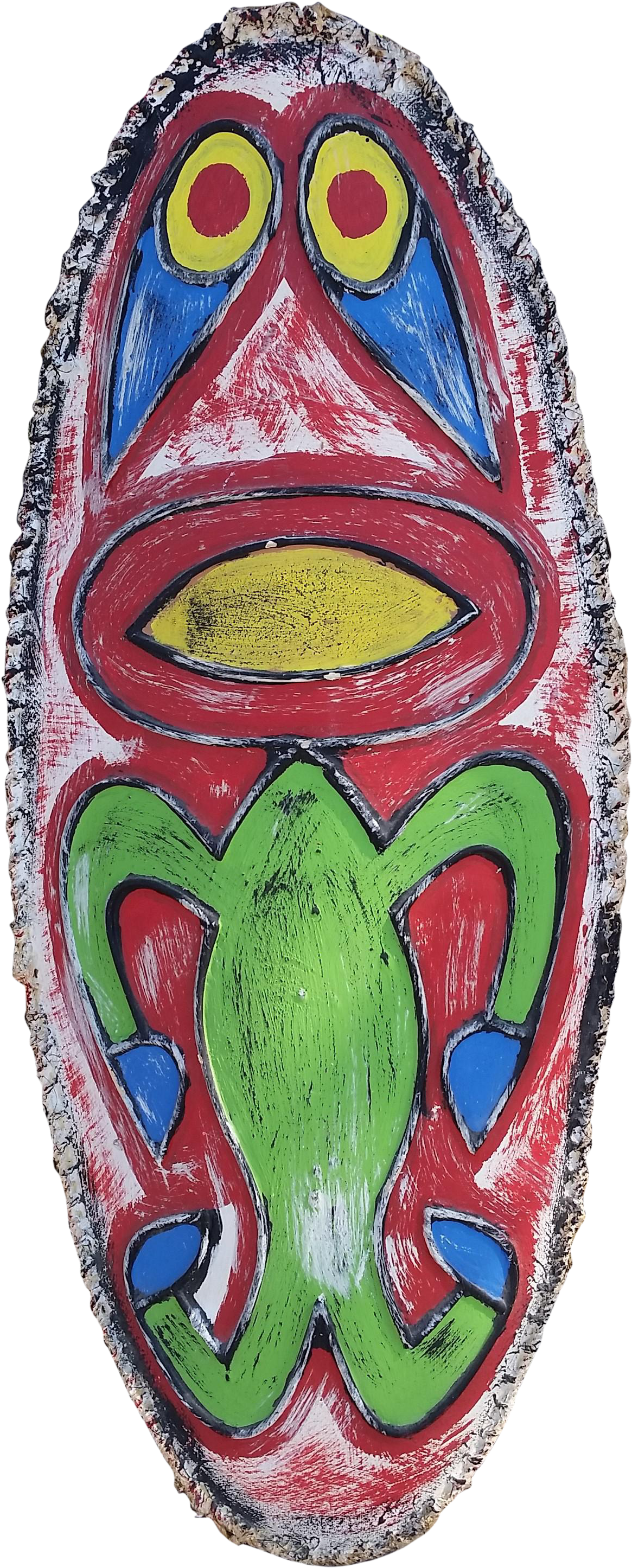 Tiki Mask Hawaiian Art Sculpture On Chairish - Carving (1293x3211), Png Download