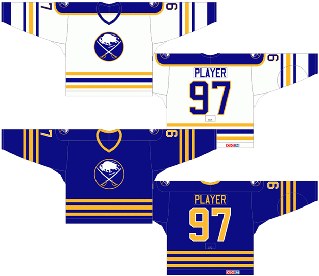 Exactly The Same As Above, But Without The Numbers - Buffalo Sabres Jerseys From 1970 (636x548), Png Download