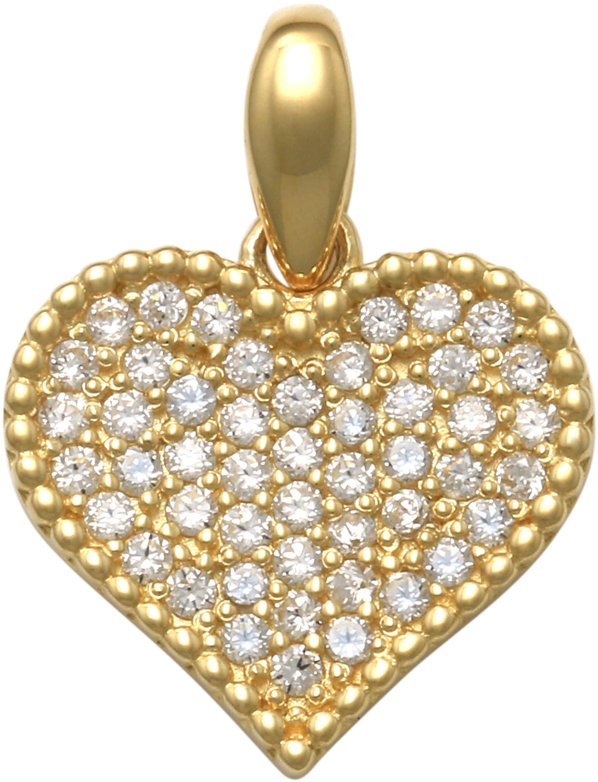 14k Solid Gold Fancy Heart Pendant With Cz - Locket (2000x2000), Png Download