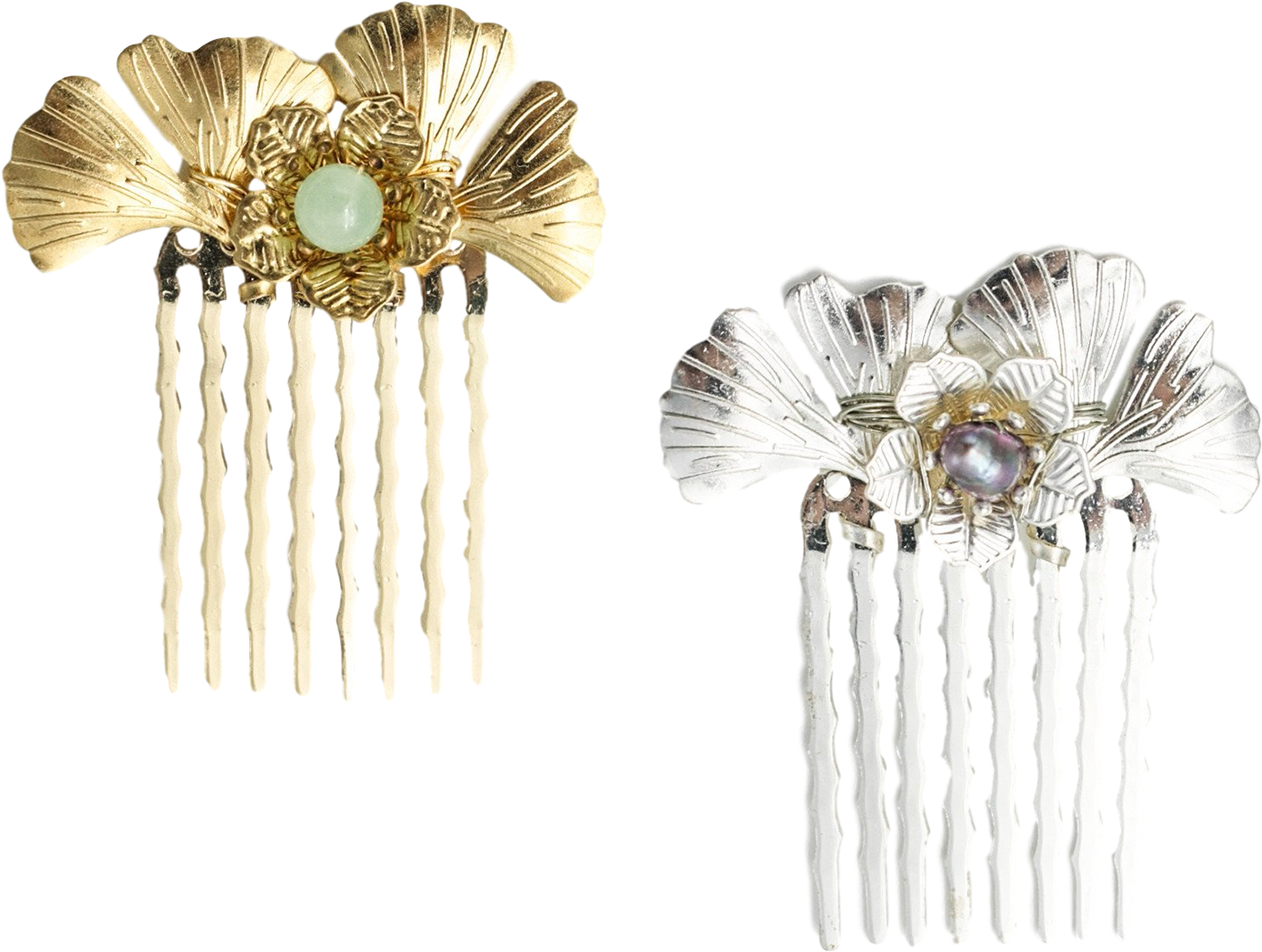 Ginkgo Leaf Hair Comb - Chinese Silver Hair Comb Hair Accessory, Chinese Ginkgo (2000x1500), Png Download