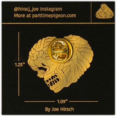 Image Of Skull Heart Gold Enamel Pin - Lapel Pin (600x600), Png Download