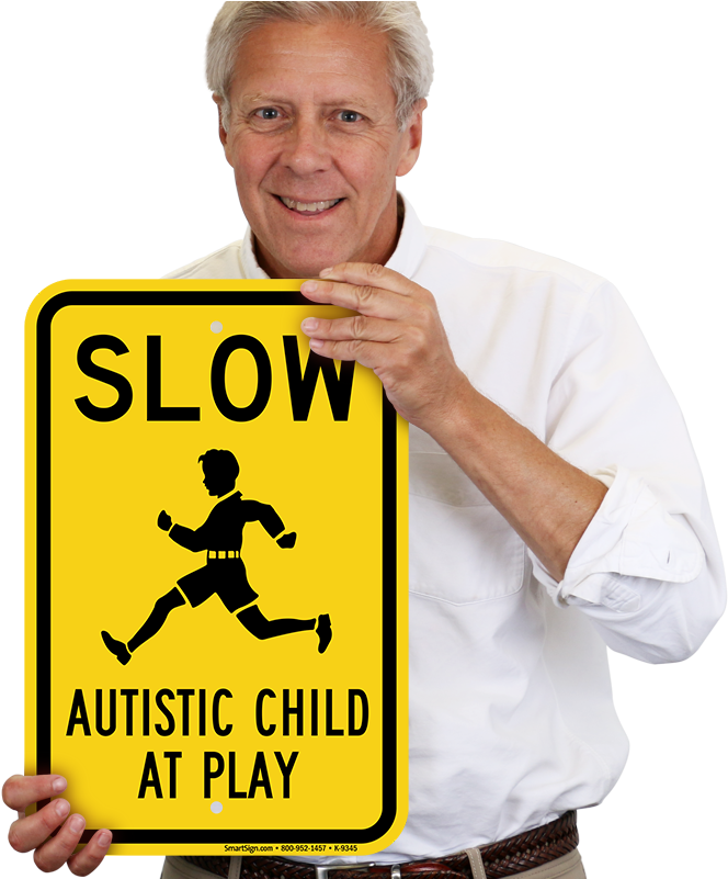 Slow Autistic Child At Play Sign - Slow Down Autistic Child (800x800), Png Download