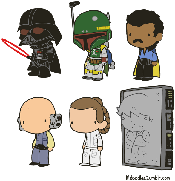 Star Wars Clipart Doodles - Cartoon Han Solo In Carbonite (600x622), Png Download