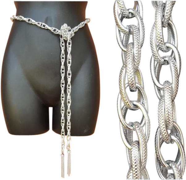 Vintage Belt Made With Textured Aluminum Metal Links - Chain (600x600), Png Download