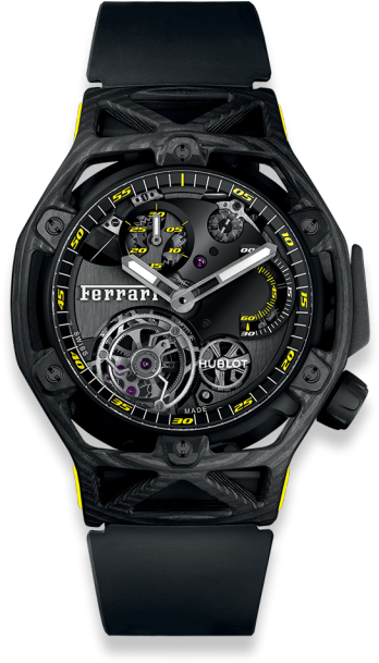 Novelties Techframe Ferrari Tourbillon Chronograph - Big Bang Unico Black Magic Bracelet (640x640), Png Download