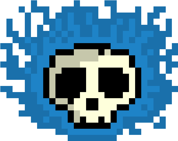 Blue Skull - Pixel Art Flame Mario (700x500), Png Download