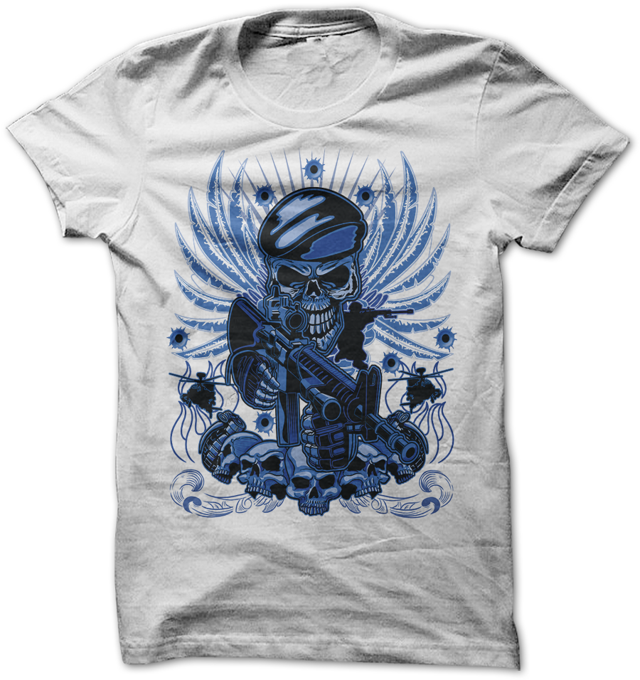 Blue Skull Tee - Mockup (1010x1010), Png Download