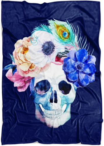 Blooming Skull Blanket - Flower Skull (500x500), Png Download