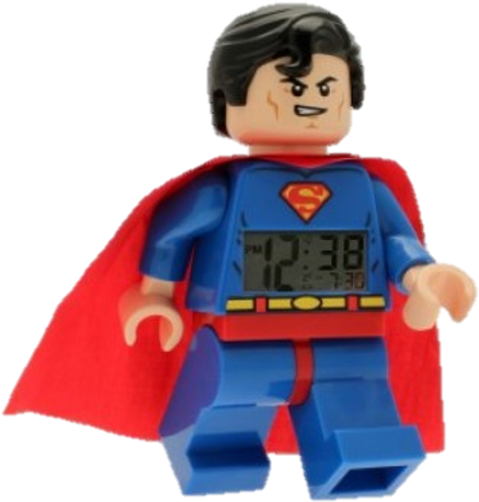 9005701 Digital Clock Superman - Lego Dc Comics Super Heroes Superman Mini Figure Clock (481x525), Png Download