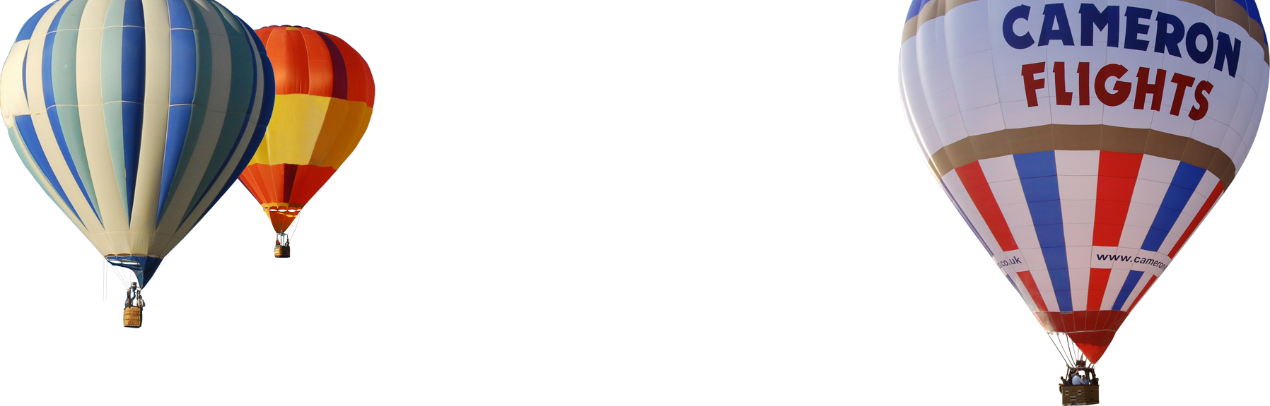 Three Hot Air Balloons - Hot Air Balloon (1796x575), Png Download