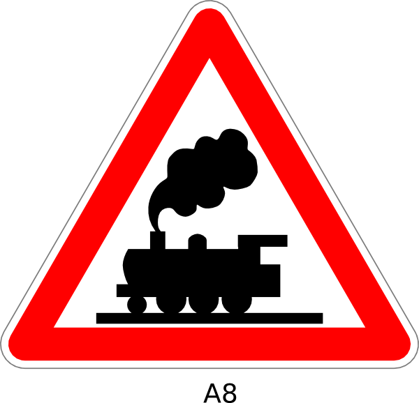 Railroad Crossing Ahead Sign Clipart - Train Crossing Clip Art (600x578), Png Download