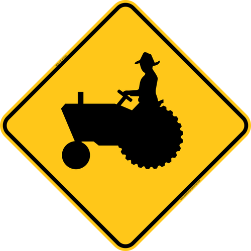 Tractor Crossing Icon Warning Trail Sign - Road Sign With Car (500x500), Png Download