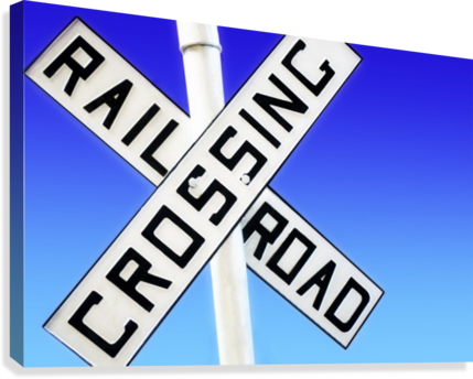Railroad Crossing Sign Impression Sur Toile - Vintage Railroad Crossing Sign (429x344), Png Download