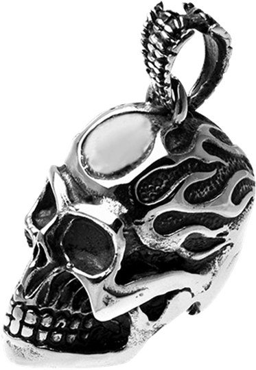 Big Flaming Skull Pendant - Pendant (555x555), Png Download
