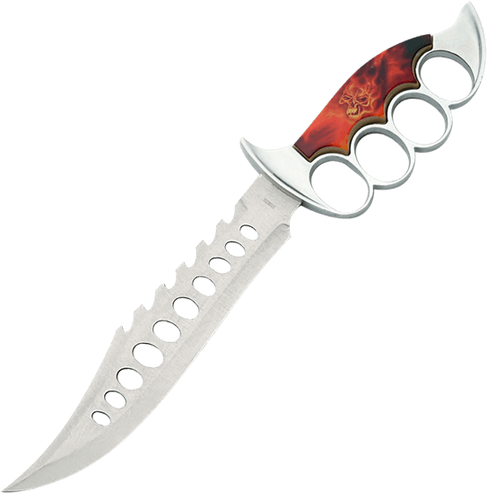 Flaming Skull Of Death Trench Knife - Knife (555x555), Png Download