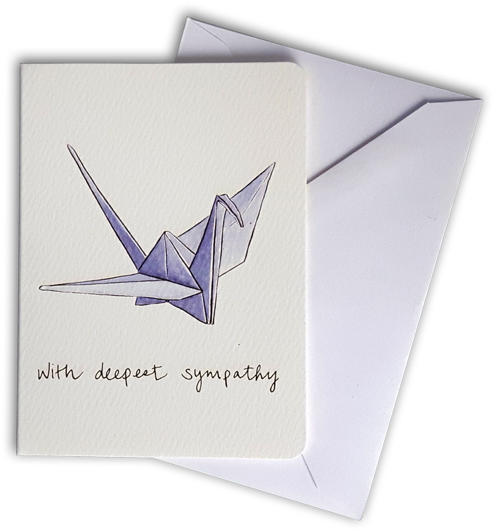 Paper Crane Sympathy Mini Card - Watercolor Painting (800x827), Png Download