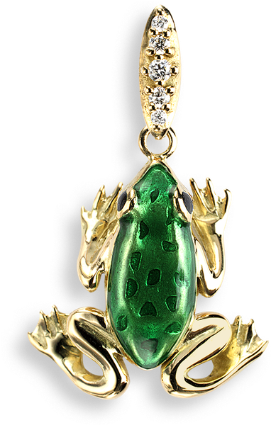 Nicole Barr Designs 18 Karat Gold Necklace Frog Green - Diamonds Green Frog Stud Earrings - 18k Gold (800x800), Png Download