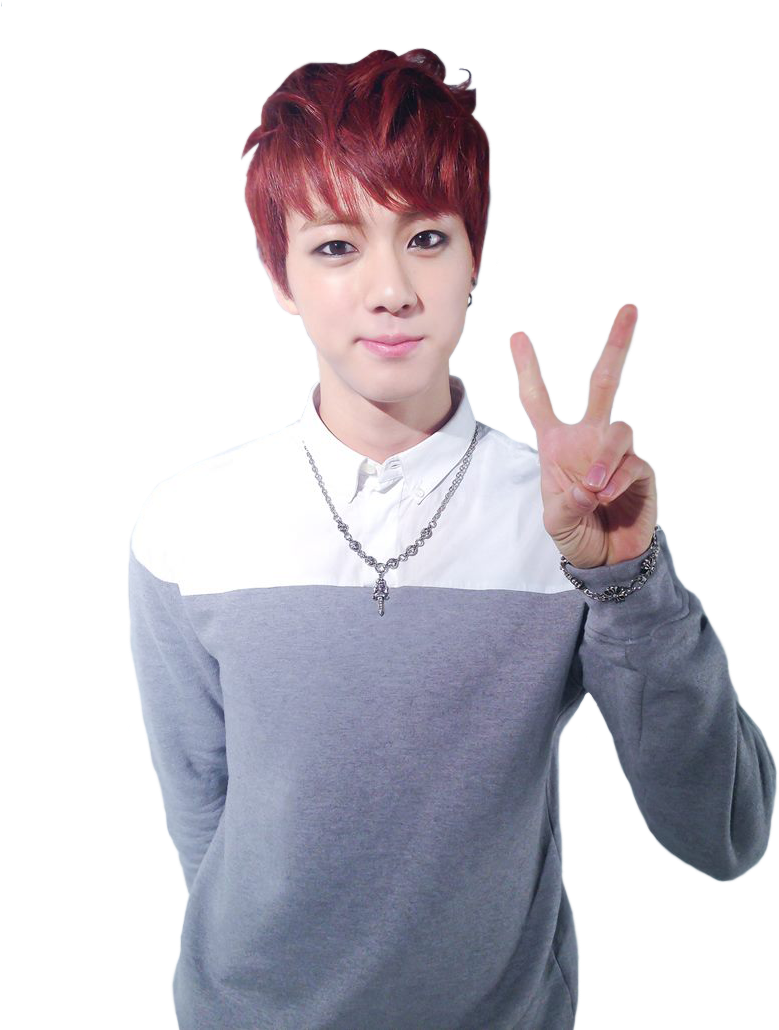 Transparent ✌ Seokjin - Jin Bts Red Hair (800x1066), Png Download