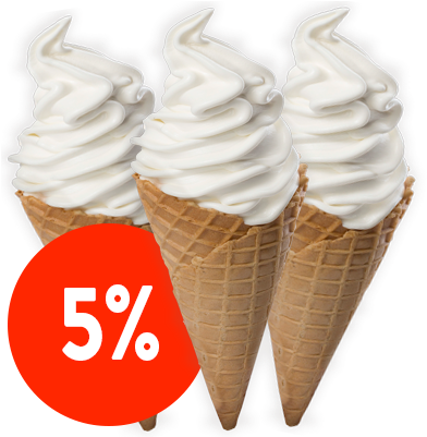 5% Vanilla Soft Serve - Ice Cream Cone (400x400), Png Download