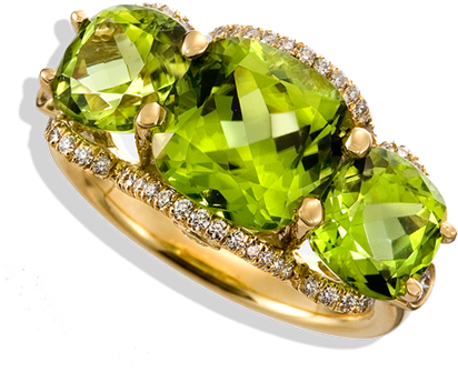 Jane Taylor 3srf708 Peridot Diamond Yellow Gold (475x440), Png Download