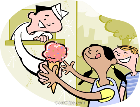 Kids Buying Ice Cream Royalty Free Vector Clip Art - Giving Ice Cream Cartoon (480x369), Png Download