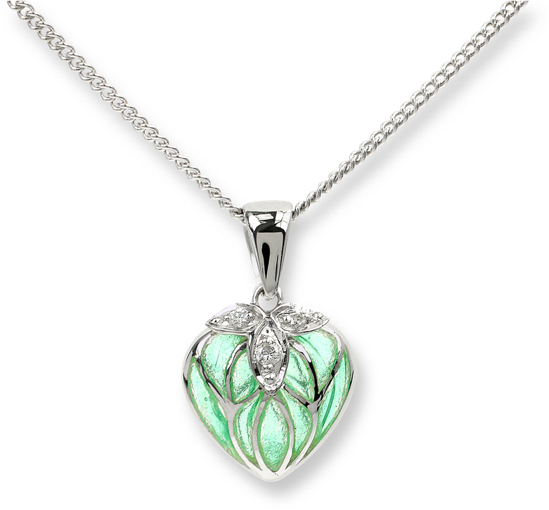 Nicole Barr Designs Sterling Silver Heart Necklace-green - Green Heart Necklace - Sterling Silver 18 Inch (800x800), Png Download