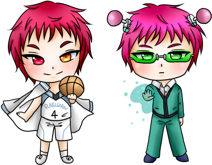 Saiki And Akashi (500x350), Png Download