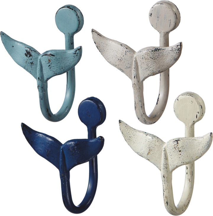 Whale Tail Hooks - Bathroom (720x731), Png Download