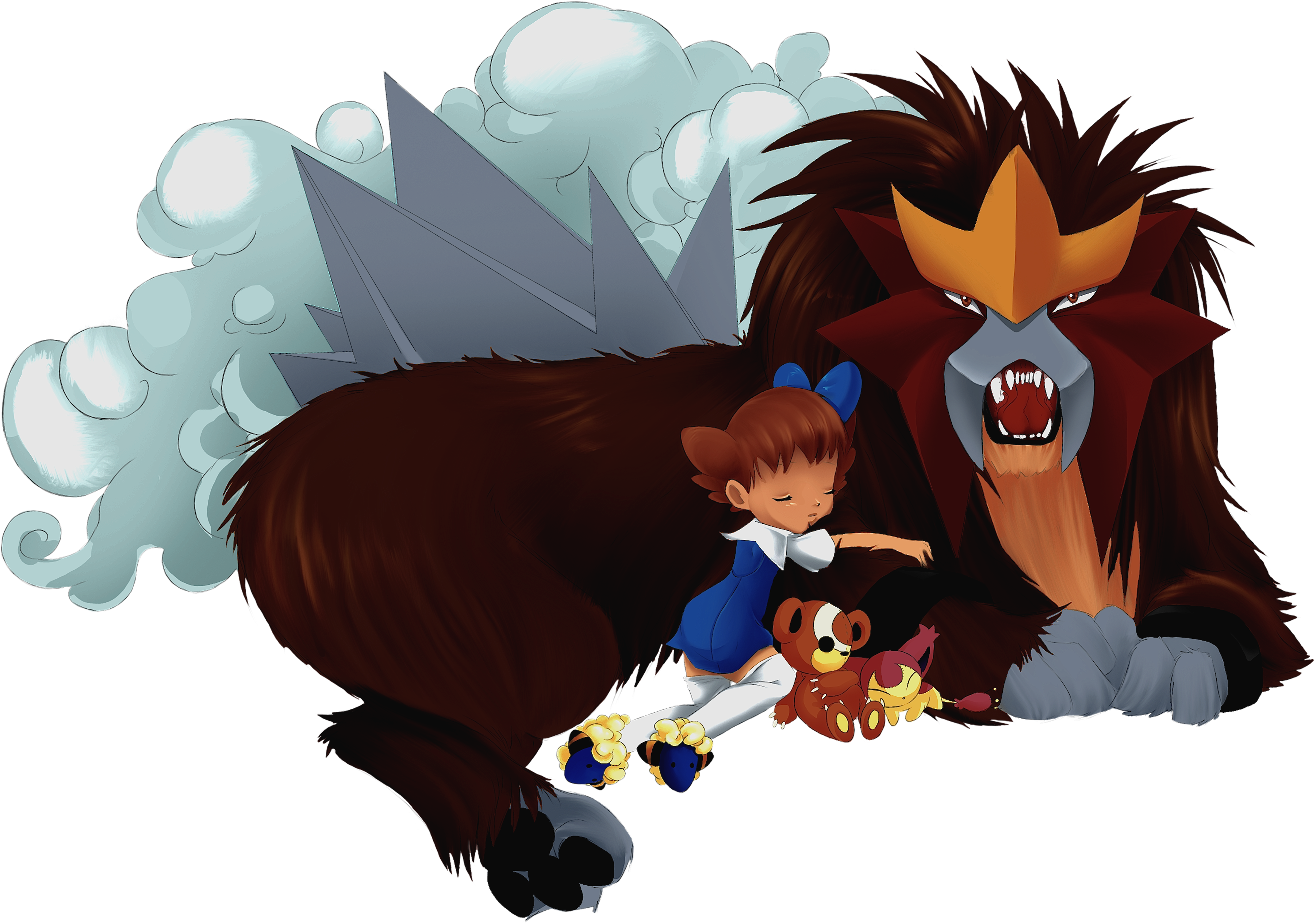 Entei And Molly - Cartoon (3888x2852), Png Download