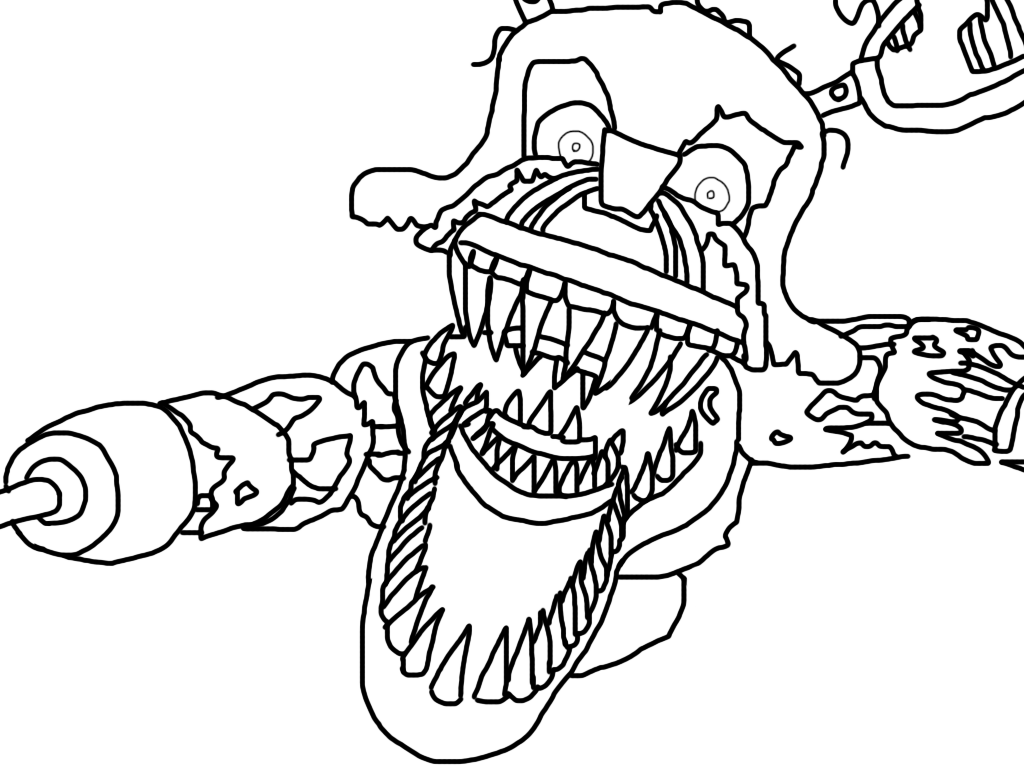 Nightmare Foxy Coloring Pages 3 By Susan - Fnaf Foxy Coloring Page (1024x768), Png Download