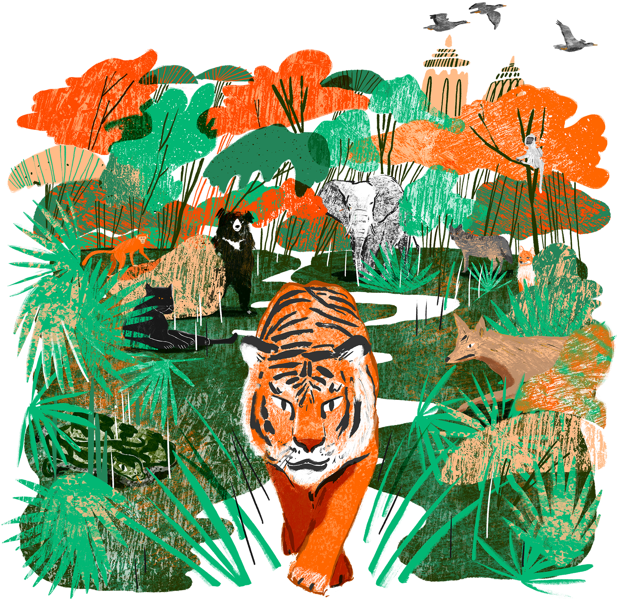 Mike Unwin Travelled To India's Madhya Pradesh To Follow - Jungle Book Illustration (2000x1940), Png Download