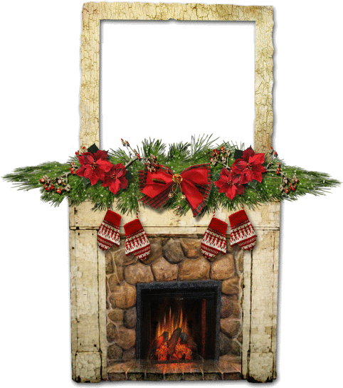 Christmas Fireplace Frame Clip Art - Frames (600x600), Png Download