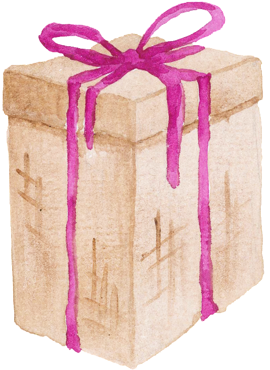 Hand Painted Gift Box Christmas Transparent Decorative - Gift (1024x1024), Png Download