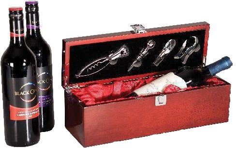 Finished Wooden Wine Boxes - Rosewood Single Wine Gift Set Awards (640x400), Png Download