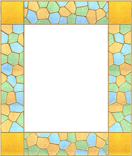 Picture Frame Leaves Stainedglass 04 - Picture Frame (429x504), Png Download