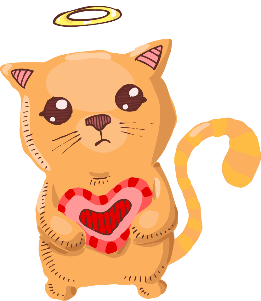 Kitten Clipart Orange Kitten - Gatos Amor Dibujos (829x959), Png Download