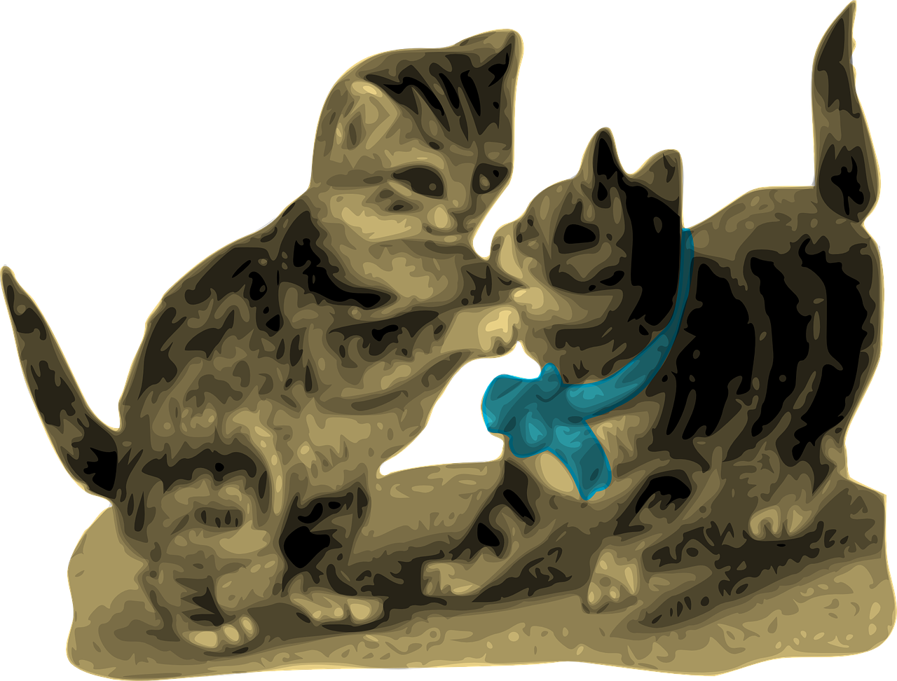 Kittens One With Blue Ribbon Svg Clip Arts 600 X 455 (600x455), Png Download