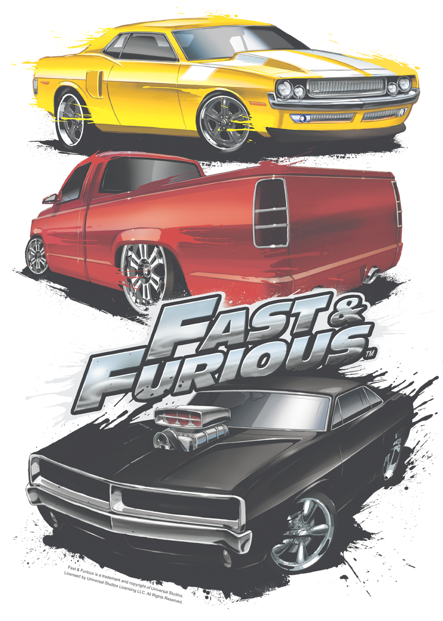 Fast And Furious Muscle Car Splatter Women's T-shirt - 2015 Hot Wheels Fast & Furious 4/8 - '72 Ford Grand (864x1210), Png Download