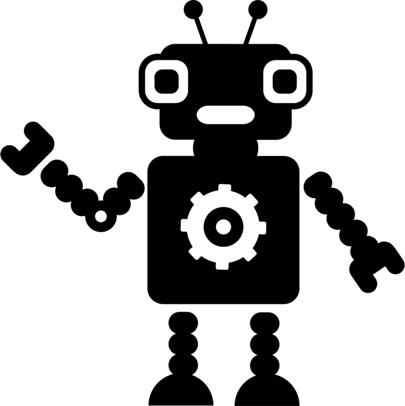 Robot With A Gear Vector - Vector Png Black And White Robot (400x400), Png Download