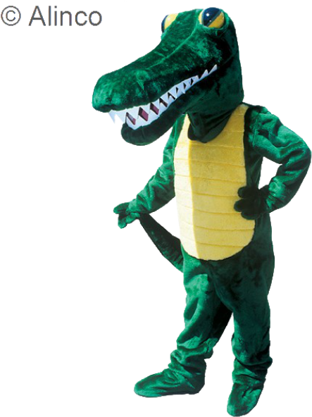 Gator Mascot Costume - Men's Adult Gator Mascot - Green/yellow - One Size (600x600), Png Download