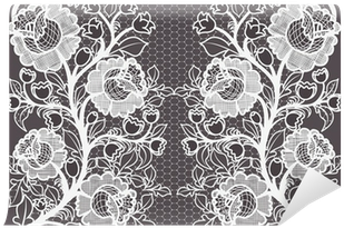 Wide Seamless White Lace Ribbon With Roses - Lace (400x400), Png Download