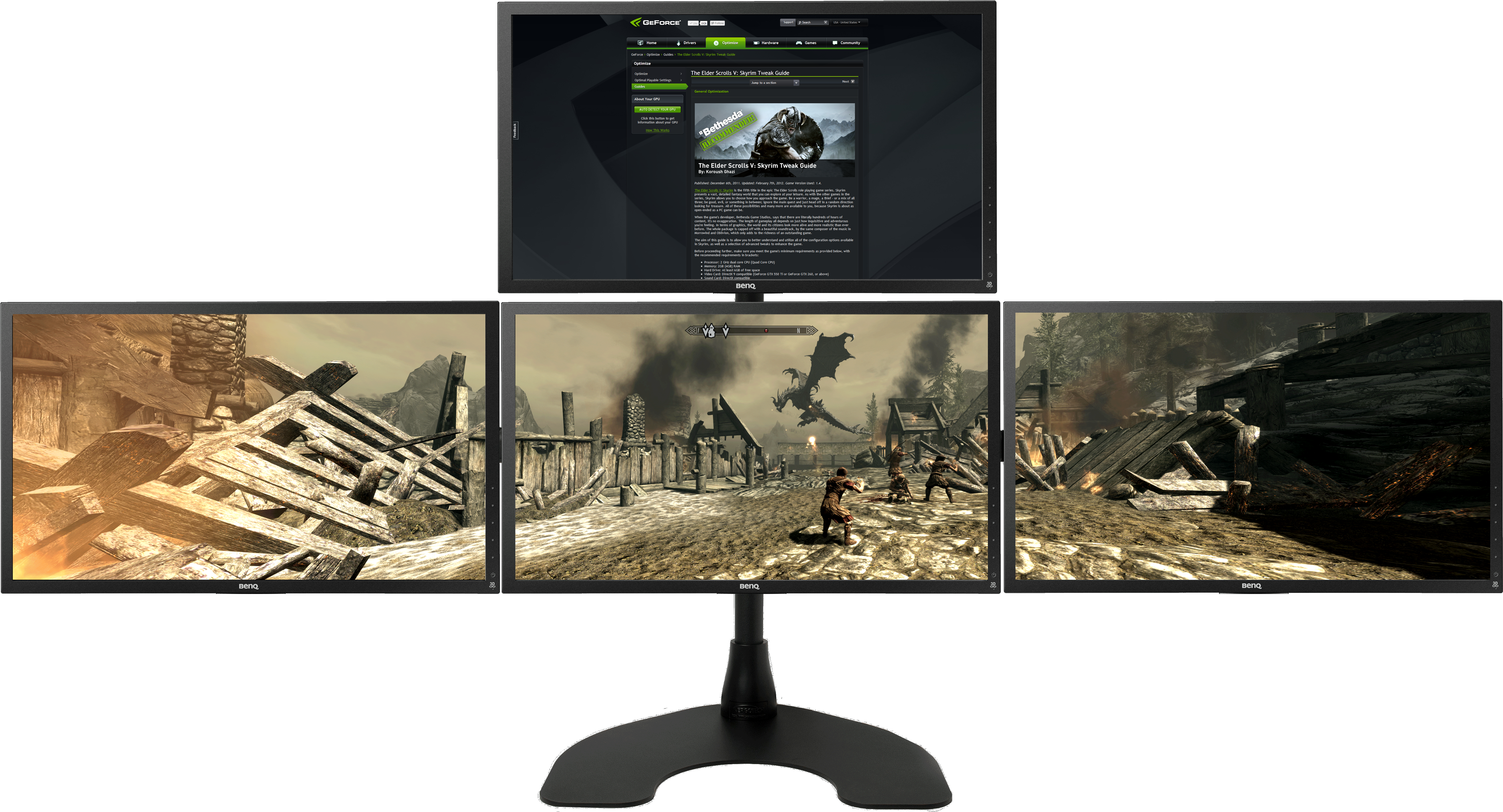Wide-screen Pc Gaming Monitor Mounting Setup By Ergotech - 4 Monitor 1 Pc (922x506), Png Download
