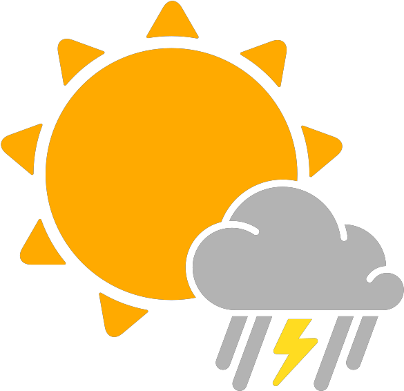 Simple Weather Icons Partly Mixed Rain And Thunderstorms - Scattered Thunderstorm Weather Symbol (600x600), Png Download
