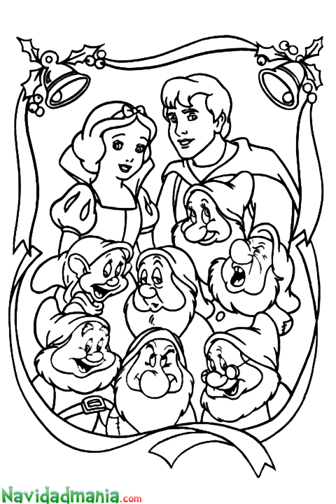 Раскраска Белоснежка И Семь Гномов (480x720), Png Download