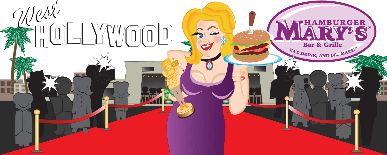Hamburger Marys West Hollywood Skyline - Hamburger Mary's West Hollywood (1600x720), Png Download