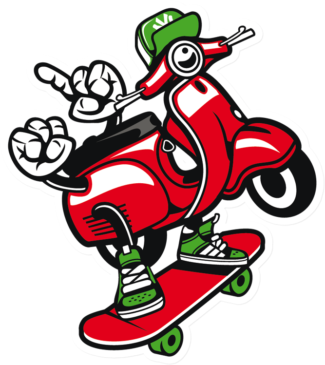 Sticker That Kick Ass Scooter Skater - Scooter Skater Mens Printed T-shirt Cartoon Skate Bike (800x800), Png Download