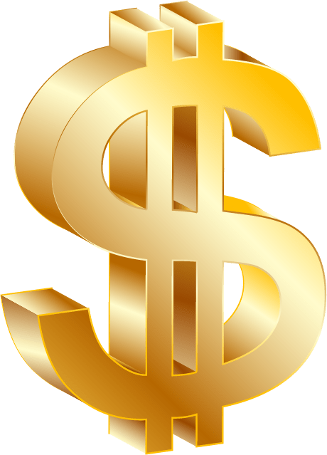 Sifrao De Dinheiro - Gold Dollar Sign Png (460x639), Png Download