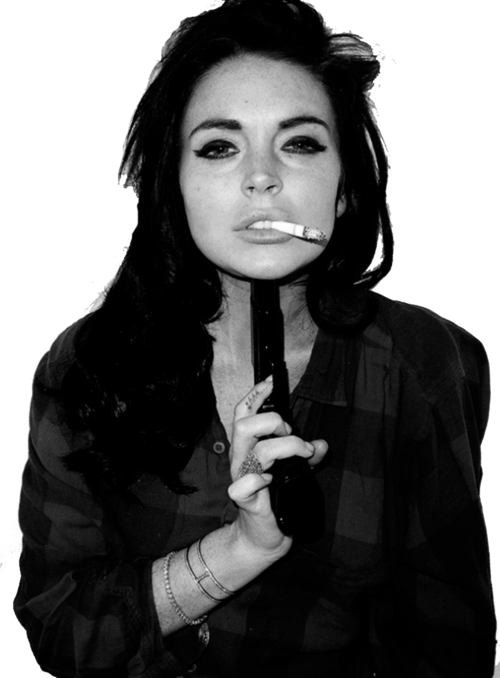 Lindsey Lohan Taylor Momsen Red Lips Smoke Lera Holera - Lindsay Lohan Gun (500x678), Png Download